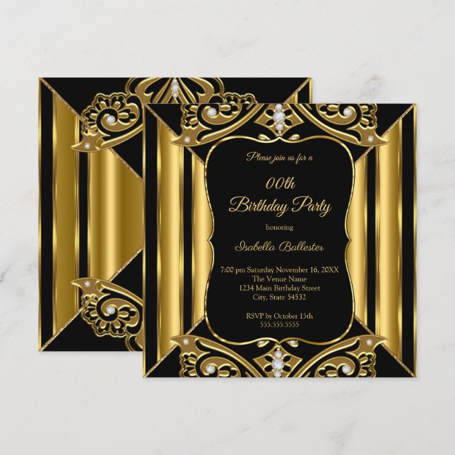 Invitación Fiesta de cumpleaños de cualquier edad imagen 2 de (Anverso / Reverso)