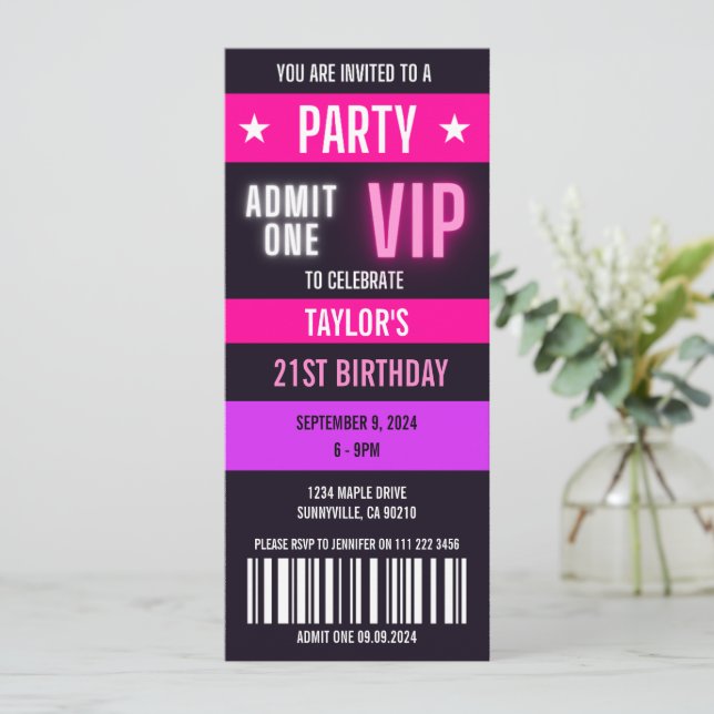 Invitación Fiesta de cumpleaños de cualquier edad para el bol (Anverso de pie)