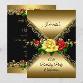 Invitación Fiesta de Cumpleaños de cualquier edad Rosas negra