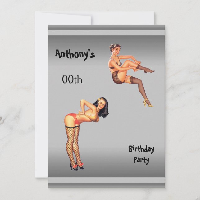 Invitación Fiesta de cumpleaños de cualquier hombre de edad (Anverso)