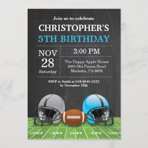 Invitación Fiesta de cumpleaños de cumpleaños de fútbol azul