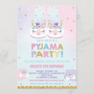 Invitación Fiesta de cumpleaños de Cuta Llama Pajama