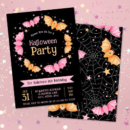 Invitación Fiesta de cumpleaños de Cute Bats Halloween