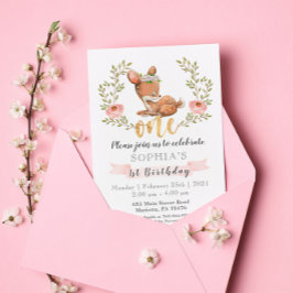 Invitación Fiesta de cumpleaños de Cute Fawn Woodland Wild