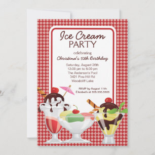 Invitación Fiesta de cumpleaños de Cute Fun Ice Cream