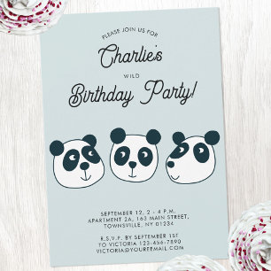 Invitación Fiesta de cumpleaños de Cute Giant Panda