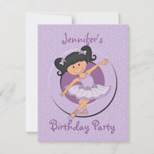 Invitación Fiesta de cumpleaños de Cute Lilac Ballerina