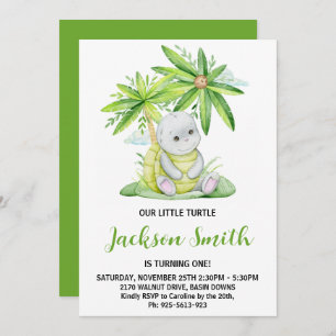 Invitación Fiesta de cumpleaños de Cute Little Turtle