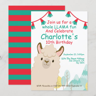 Invitación Fiesta de cumpleaños de Cute Llama