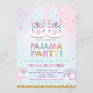 Invitación Fiesta de cumpleaños de Cute Llama Pajama