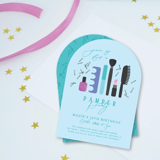 Invitación Fiesta de cumpleaños de Cute Manicure & Makeup Spa (Subido por el creador)