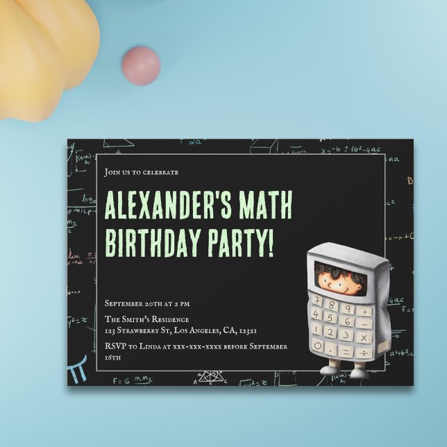 Invitación Fiesta de cumpleaños de Cute Math Formulas (Subido por el creador)