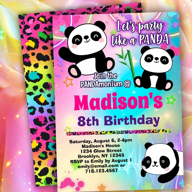 Invitación Fiesta de cumpleaños de Cute Pandas (Subido por el creador)