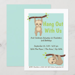 Invitación Fiesta de cumpleaños de Cute Personalizado Sloth