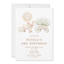 Fiesta de cumpleaños de Cute Pig Wheelbarrow