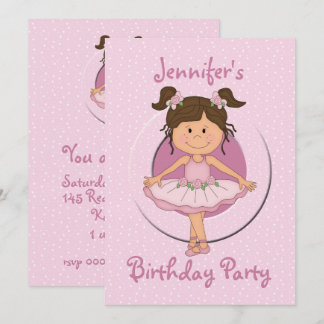 Invitación Fiesta de cumpleaños de Cute Pink Ballerina