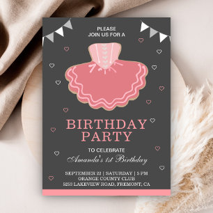 Invitación Fiesta de cumpleaños de Cute Pink Tutu Ballerina
