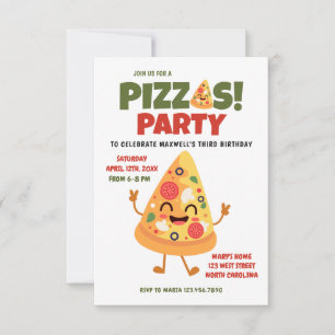 Invitación Fiesta de cumpleaños de Cute Pizza