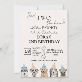 Invitación Fiesta de cumpleaños de Cute Puppy Dogs Pawty