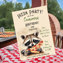 Invitación Fiesta de cumpleaños de Cute Raccoon Pizza