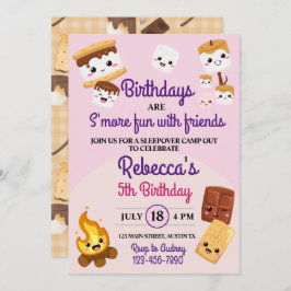 Invitación Fiesta de Cumpleaños de Cute S'mores