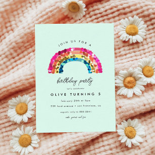 Invitación Fiesta de cumpleaños de Cute Sparkly Sequin Rainbo