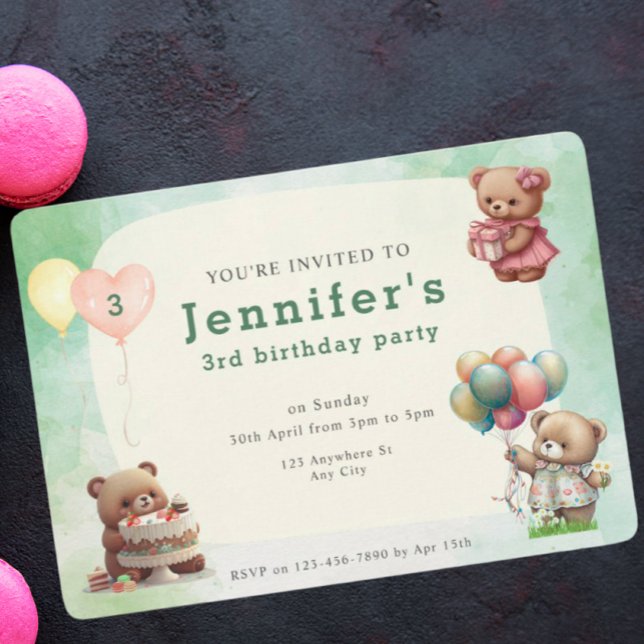 Invitación Fiesta de cumpleaños de Cute Teddy Bear (Subido por el creador)