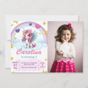 Invitación Fiesta de cumpleaños de Cute Unicorn