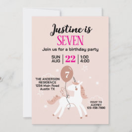 Invitación Fiesta de cumpleaños de Cute Unicorn