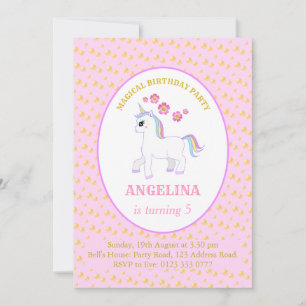 Invitación Fiesta de cumpleaños de Cute Unicorn