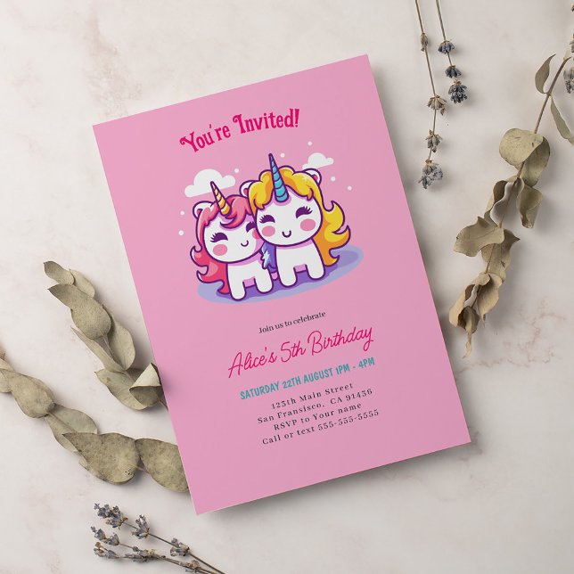Invitación Fiesta de cumpleaños de Cute Unicorn (Subido por el creador)