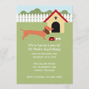 Invitación Fiesta de cumpleaños de Dachshund