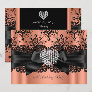 Invitación Fiesta de Cumpleaños de Damasco Corazón de Diamant