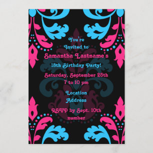 Invitación Fiesta de cumpleaños de Damask