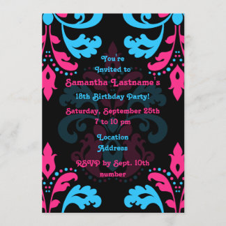 Invitación Fiesta de cumpleaños de Damask
