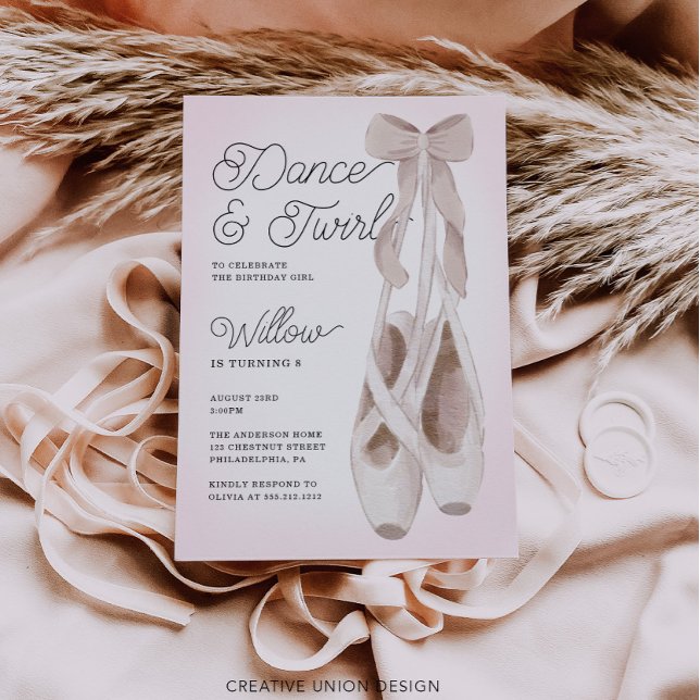 Invitación Fiesta de cumpleaños de Dance y Twirl Ballerina (Subido por el creador)