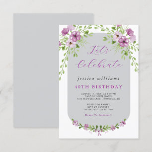 Invitación Fiesta de cumpleaños de decoración de acuarela flo