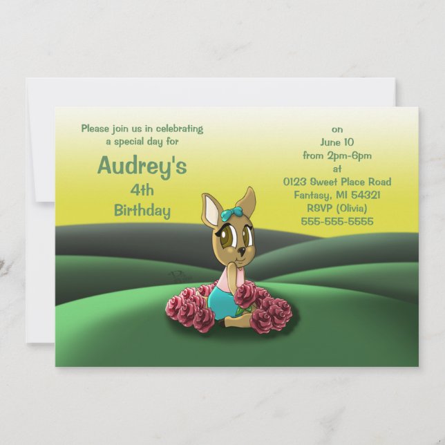 Invitación Fiesta de cumpleaños de Deer (Anverso)