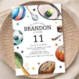 Invitación Fiesta de Cumpleaños de Deportes con Pelota para N