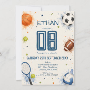 Invitación Fiesta de Cumpleaños de Deportes Estrella de Acuar