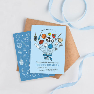 Invitación Fiesta de Cumpleaños de Deportes para Niños 