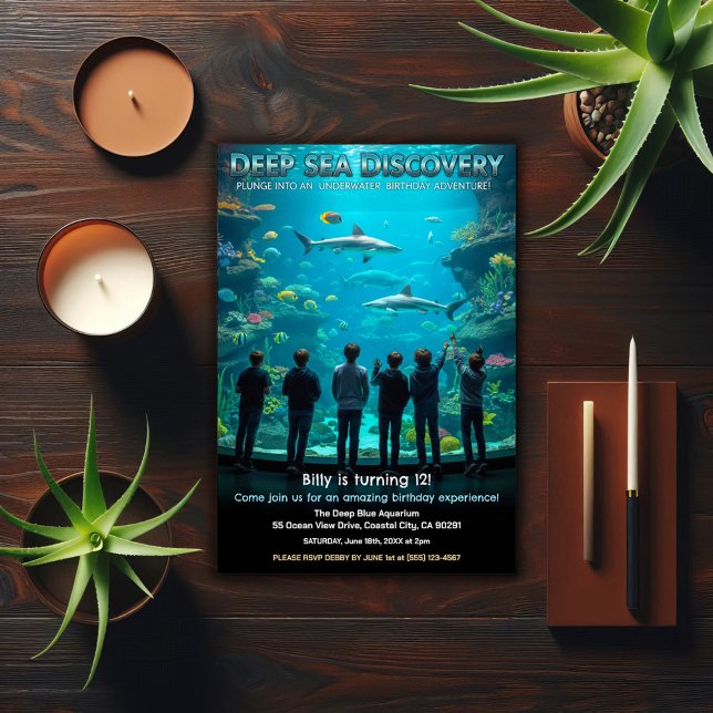 Invitación Fiesta de Cumpleaños de Descubrimiento de Mar Prof (Subido por el creador)