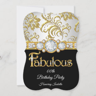 Invitación Fiesta de cumpleaños de diamante negro de oro fabu