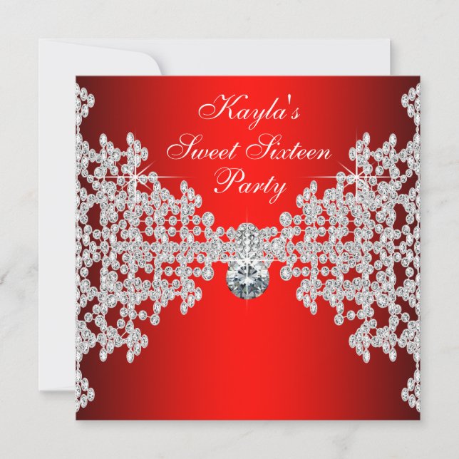 Invitación Fiesta de cumpleaños de diamante rojo (Anverso)