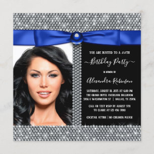 Invitación Fiesta de cumpleaños de diamantes azules reales pa