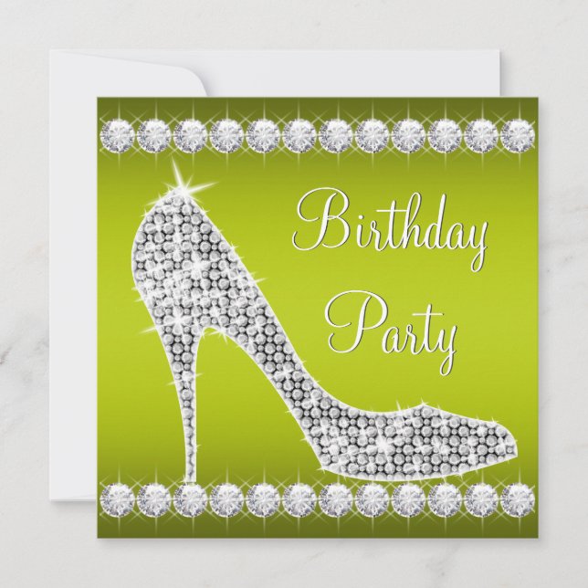 Invitación Fiesta de cumpleaños de Diamond Celery Green High  (Anverso)
