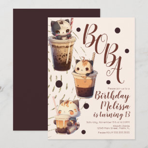 Invitación Fiesta de Cumpleaños de Dibujos Animados de Gato B