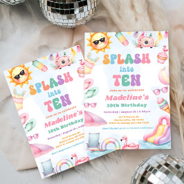 Invitación Fiesta de cumpleaños de diez años Editable Splash 