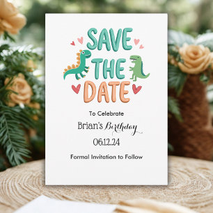 Invitación Fiesta de cumpleaños de Dino para niños salva la f