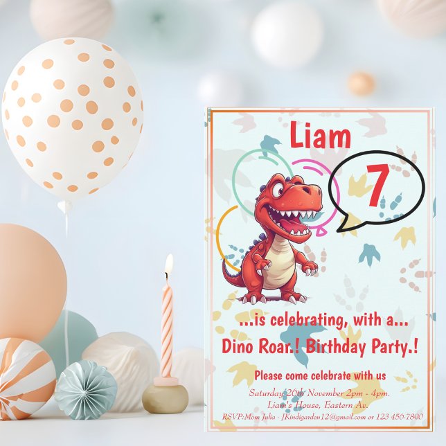 Invitación Fiesta de cumpleaños de Dino Roar (Dino Roar Birthday)